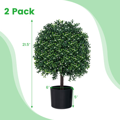 Artificial Boxwood Topiary Ball Tree Faux Bushes Ball Plants with UV Rated Leaves