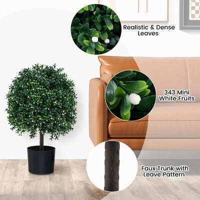 Artificial Boxwood Topiary Ball Tree Faux Bushes Ball Plants with UV Rated Leaves