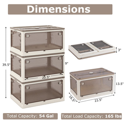 3-Pack Stackable Storage Bins with Lids with 5 Opening Ways-18 Gal