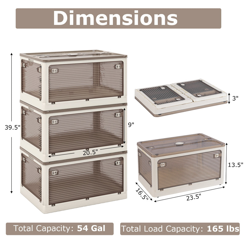 3-Pack Stackable Storage Bins with Lids with 5 Opening Ways-18 Gal