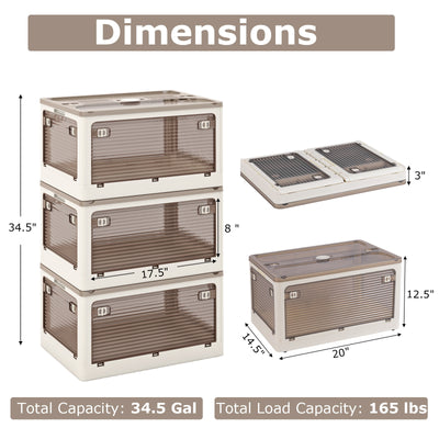 3-Pack Stackable Storage Bins with Lids with 5 Opening Ways-11.5 Gal