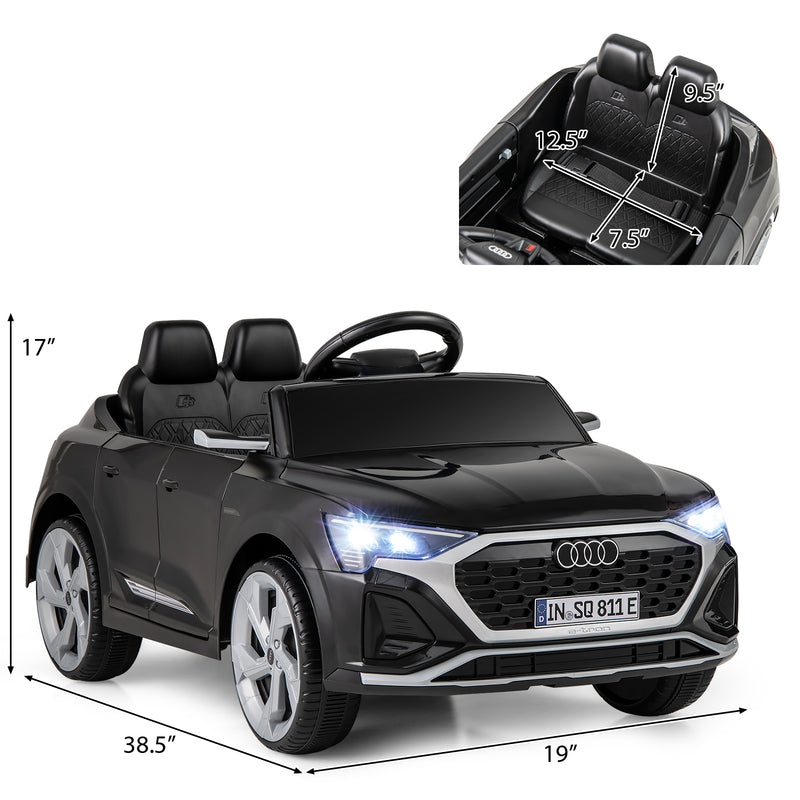 12V Kids Ride on Car Licensed Audi SQ8 with Remote Control and 3 Speeds-Black