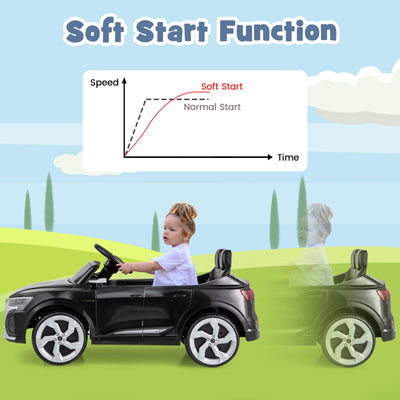 12V Kids Ride on Car Licensed Audi SQ8 with Remote Control and 3 Speeds-Black