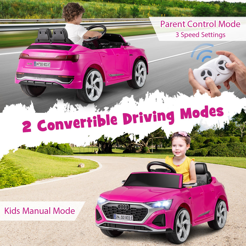 12V Kids Ride on Car Licensed Audi SQ8 with Remote Control and 3 Speeds-Pink