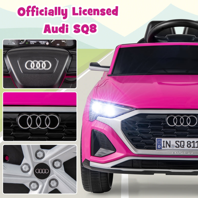 12V Kids Ride on Car Licensed Audi SQ8 with Remote Control and 3 Speeds-Pink