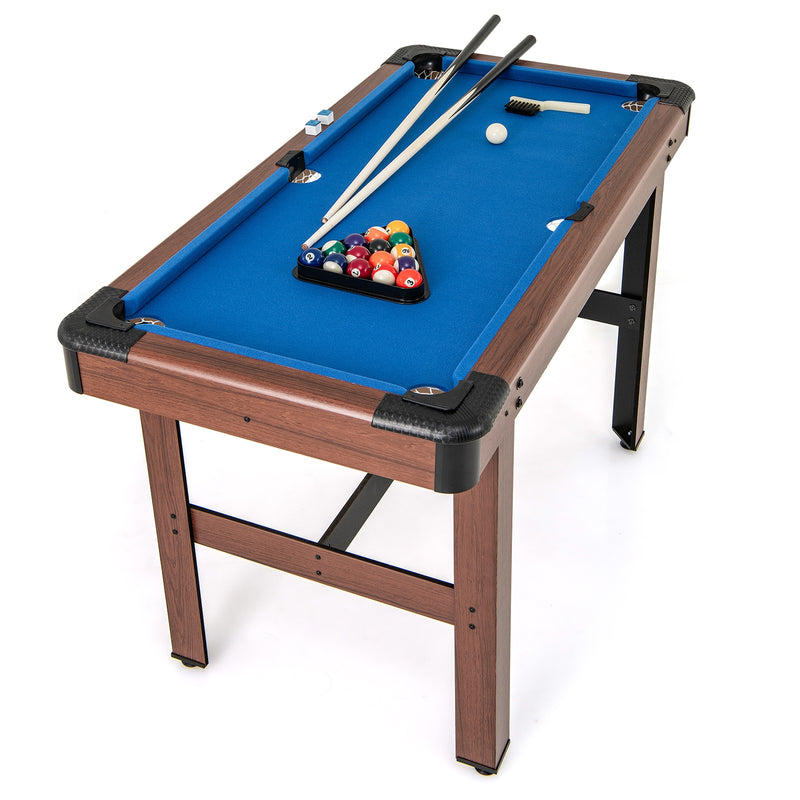 48 Inch Pool Wooden Game Table with Full Set of Ballsfor Kids and Adults-Blue