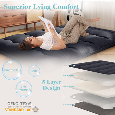 Futon Mattress with Washable Cover and Foldable Mat-Queen Size