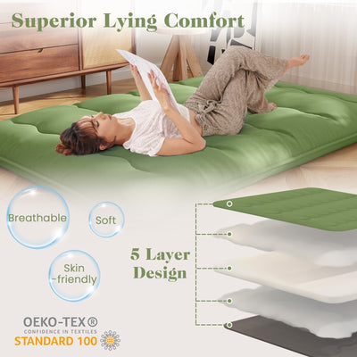 Floor Mattress with Washable Cover and Carry Bag-Queen Size