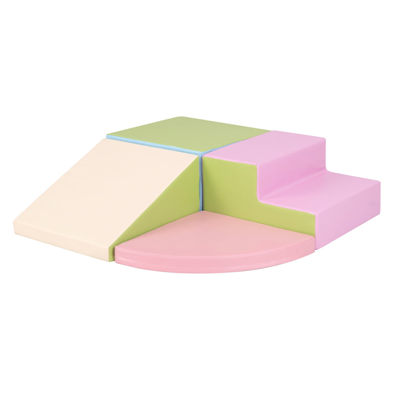 4-Piece Climb and Crawl Foam Block Play Set for Infant Baby-Pink