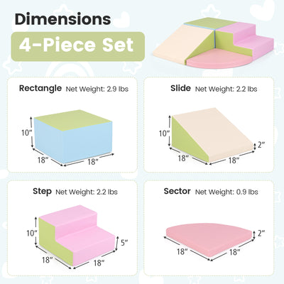 4-Piece Climb and Crawl Foam Block Play Set for Infant Baby-Pink