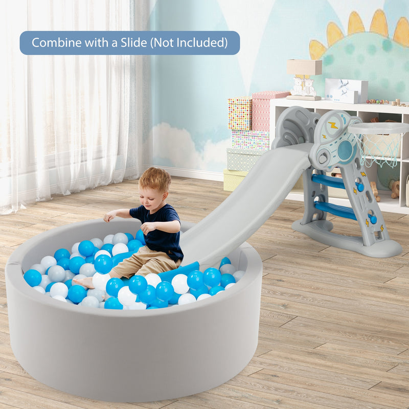 Kiddie Baby Playpen with 200 Ocean Balls and Storage Bag-Gray