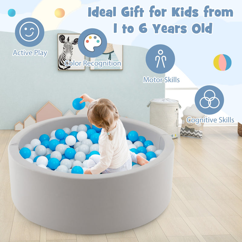 Kiddie Baby Playpen with 200 Ocean Balls and Storage Bag-Gray