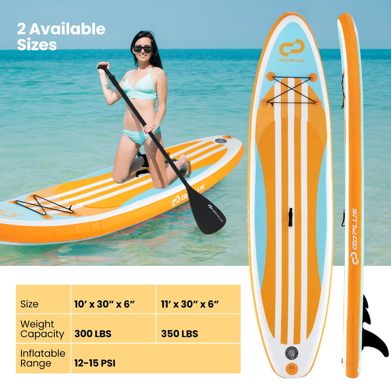 Inflatable Stand up Paddle Board with Adjustable Paddle and 3 Fins for Adults and Youths-L