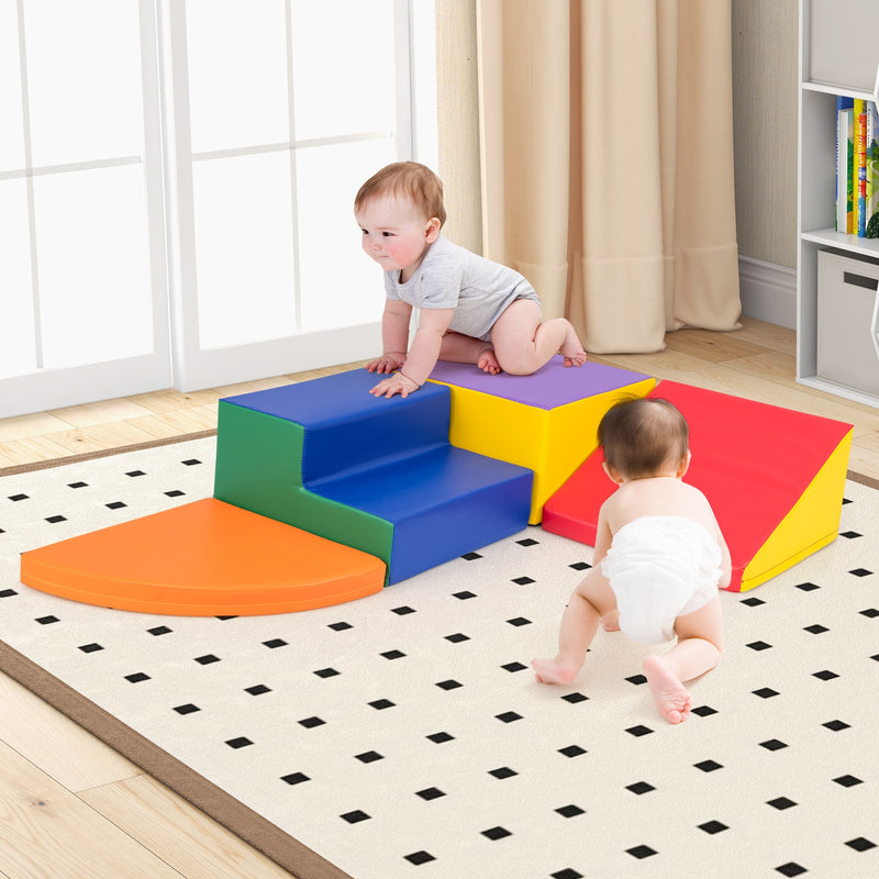 4-Piece Climb and Crawl Foam Block Play Set for Infant Baby-Red