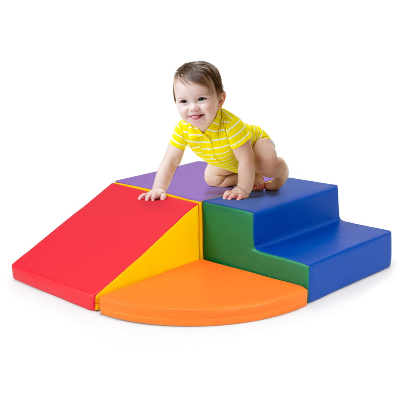 4-Piece Climb and Crawl Foam Block Play Set for Infant Baby-Red