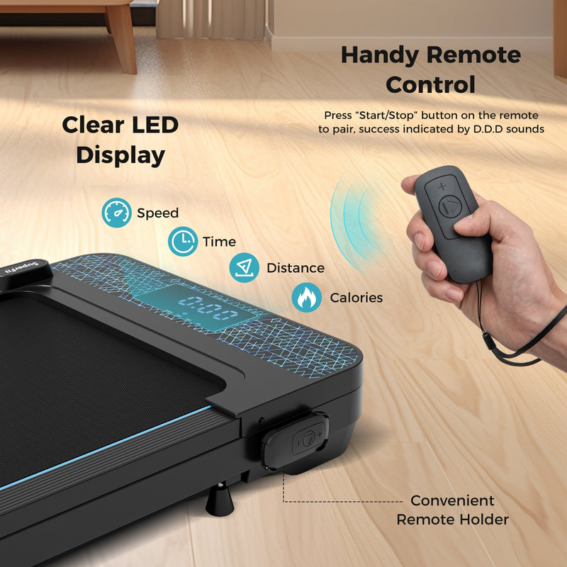 Walking Pad with 300 lbs Weight Capacity and Remote Control for Home-Black