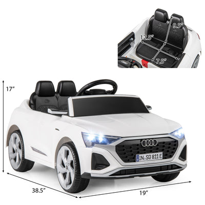 12V Kids Ride on Car Licensed Audi SQ8 with Remote Control and 3 Speeds-White