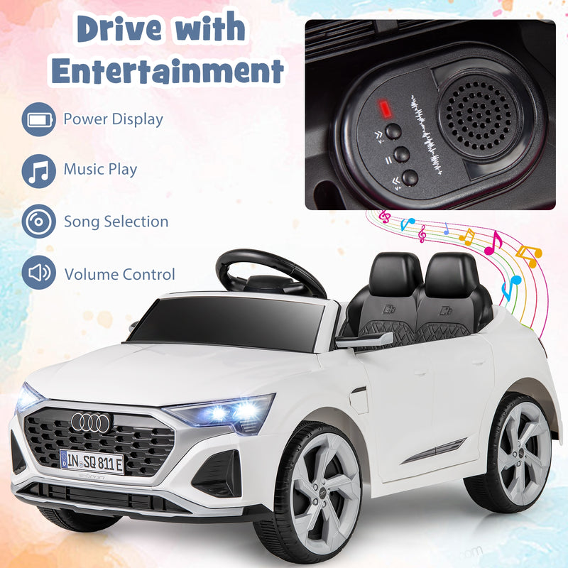 12V Kids Ride on Car Licensed Audi SQ8 with Remote Control and 3 Speeds-White