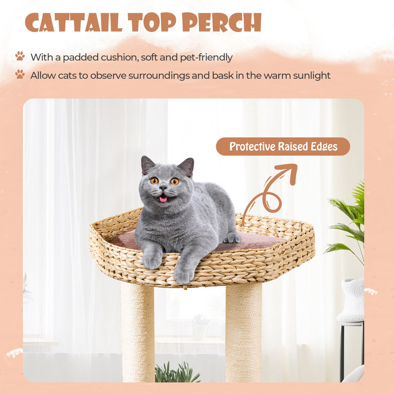 4 Layer Cat Tower with Scratching Posts Condo and Washable Cushions-Coffee