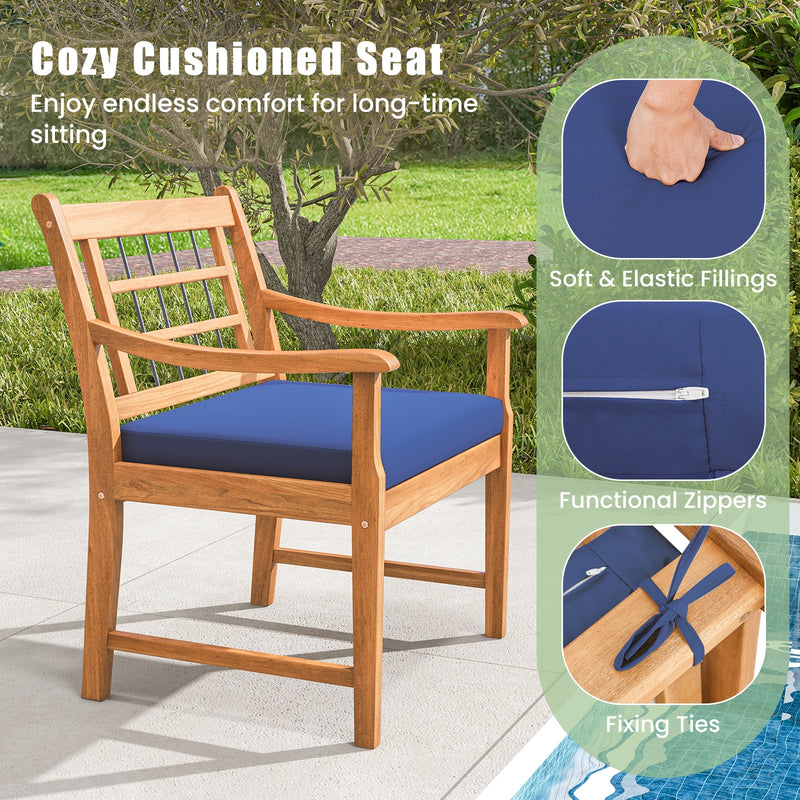 3 Piece Wood Patio Furniture Set with Seat Cushions and Acacia Wood Frame-Navy