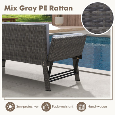 Outdoor Convertible Sofa Daybed with Adjustable Armrests for Balcony-Gray