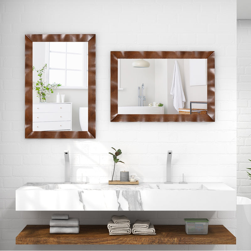 41.5 x 28 inches Farmhouse Wall Mirror with Solid Wood Frame-White