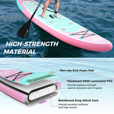 11 Feet Inflatable Stand up Paddle Board with 3 Fins and Adjustable Paddle-L