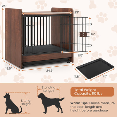 Dog Crate Indoor Dog Cage with Removable Tray and Lockable Door