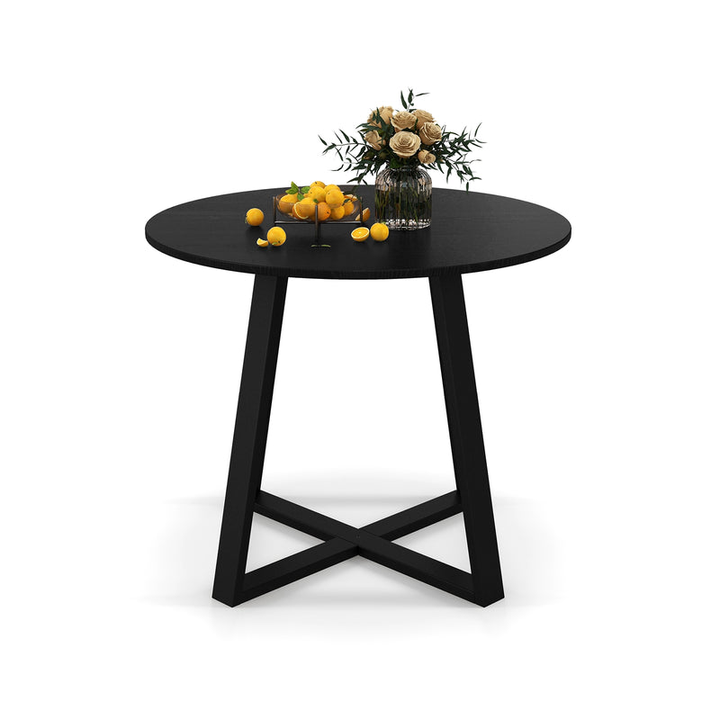 36 Inch Mid-Century Round Dining Table with Pedestal Base for Dining Room-Black