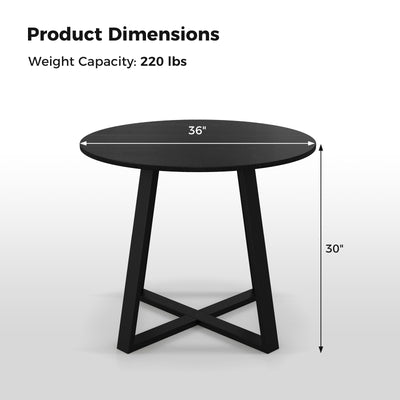 36 Inch Mid-Century Round Dining Table with Pedestal Base for Dining Room-Black