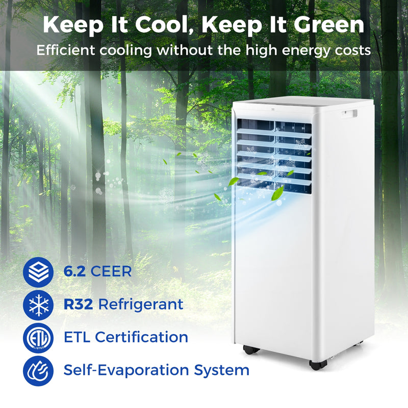 4-in-1 8000 BTU Portable Air Conditioner with Fan and Dehumidifier