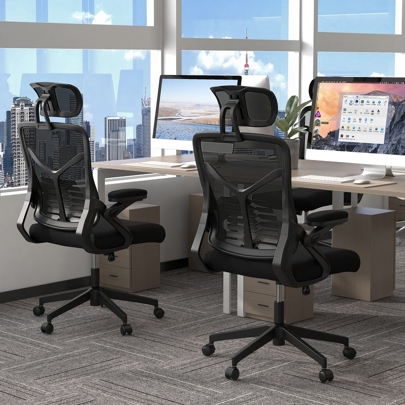 Ergonomic Mesh Office Chair with Lumbar Support and Rocking Function-Black