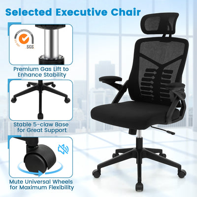 Ergonomic Mesh Office Chair with Lumbar Support and Rocking Function-Black