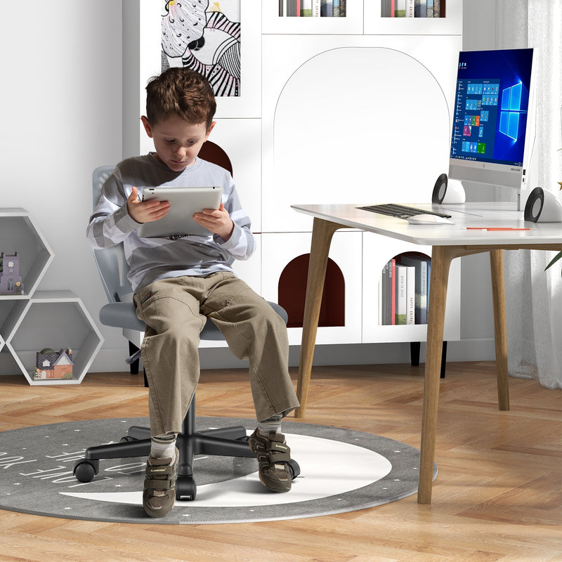 Height-adjustable Ergonomic Kids Desk Chair with Universal Casters-Gray