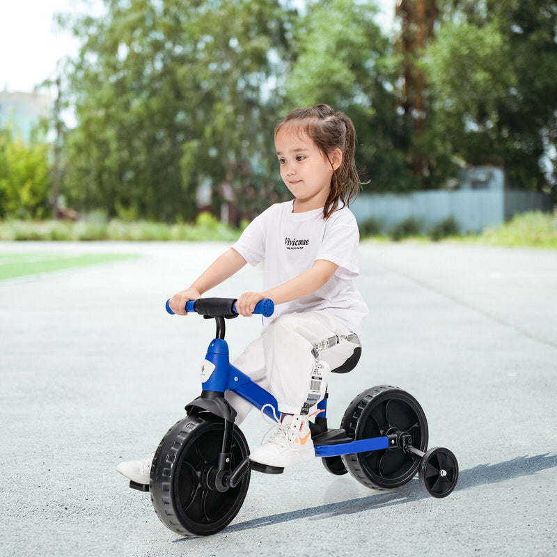 4-in-1 Kids Training Bike Toddler Tricycle with Training Wheels and  Pedals-Blue