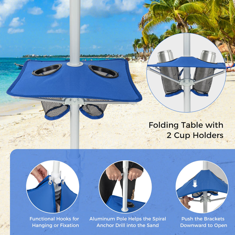 Beach Canopy Tent with Detachable Sidewall and Folding Table-Blue