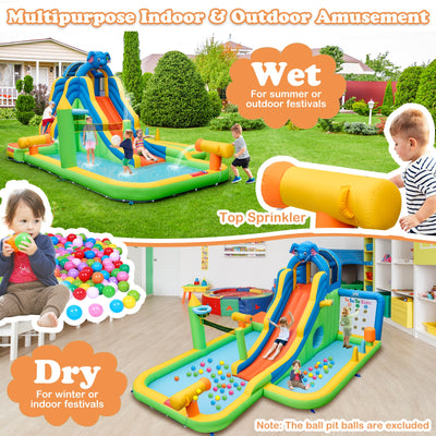 Inflatable Water Slide with Splash Pool and Climbing Wall for Oudoor Indoor without Blower