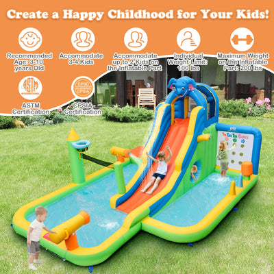 Inflatable Water Slide with Splash Pool and Climbing Wall for Oudoor Indoor without Blower