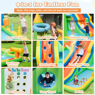 Inflatable Water Slide with Splash Pool and Climbing Wall for Oudoor Indoor without Blower