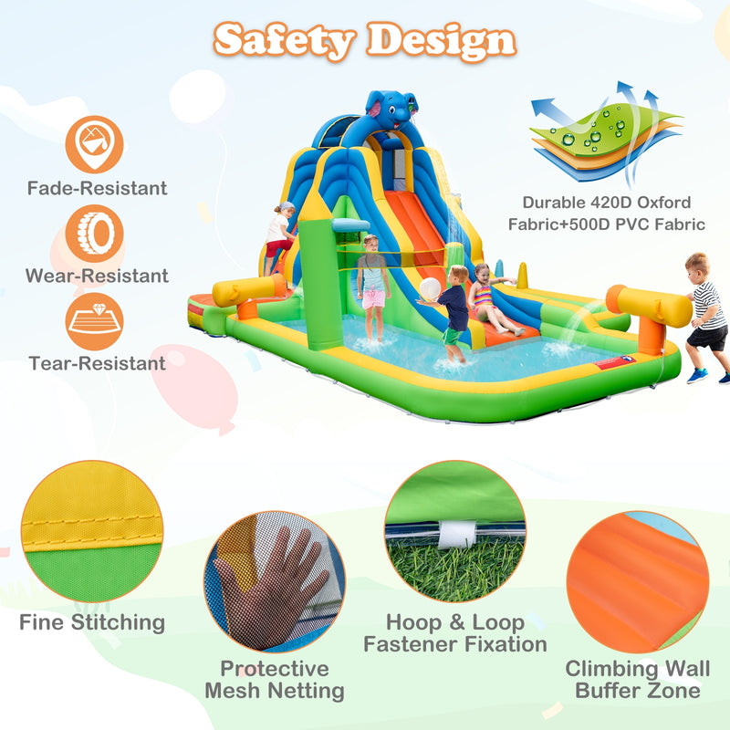 Inflatable Water Slide with Splash Pool and Climbing Wall for Oudoor Indoor without Blower