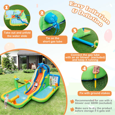 Inflatable Water Slide with Splash Pool and Climbing Wall for Oudoor Indoor without Blower