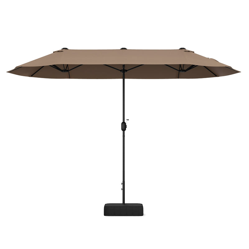 13 FT Double-sided Patio Twin Table Umbrella with Crank Handle-Tan