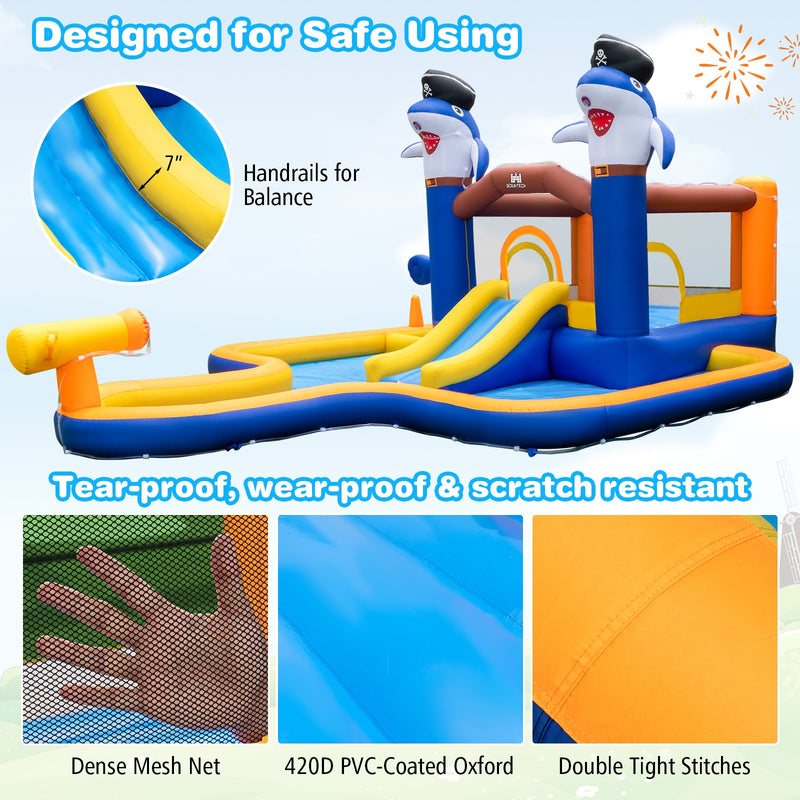 7-In-1 Water Slide Park with Splash Pool and Water Cannon without Blower