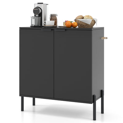 2-Door Buffet Cabinet Sideboard with Shelf and Metal Legs-Black