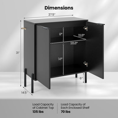 2-Door Buffet Cabinet Sideboard with Shelf and Metal Legs-Black