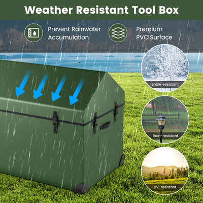 Waterproof Outdoor Storage Box with Ventilated Window  Adjustable Snap-Green