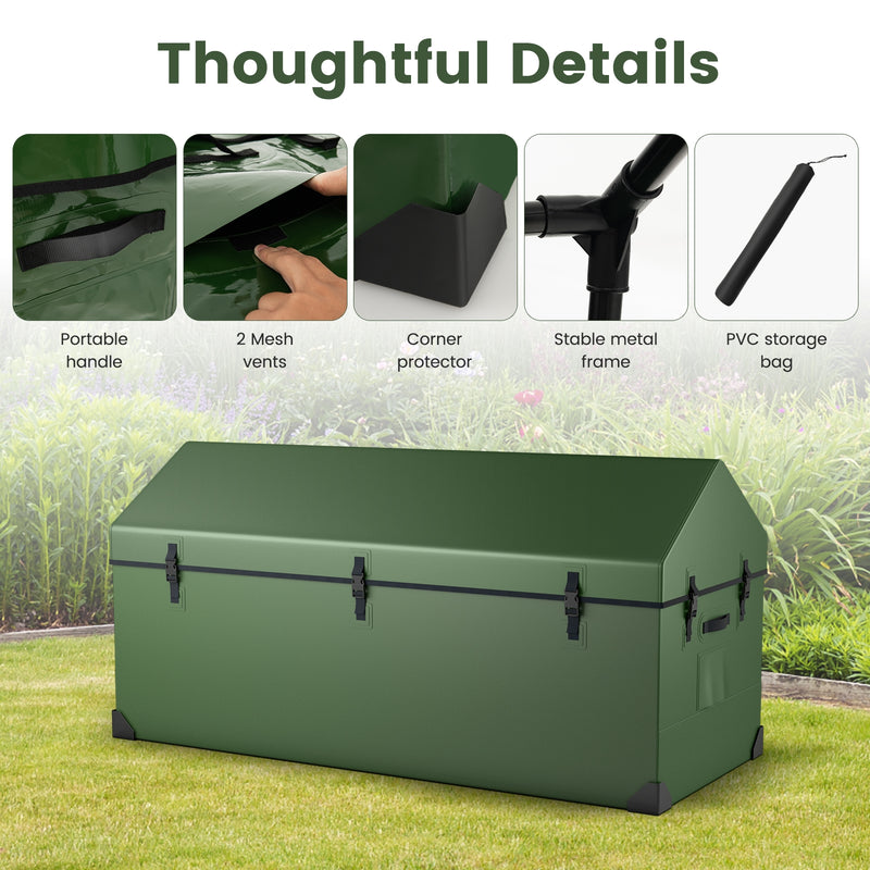 Waterproof Outdoor Storage Box with Ventilated Window  Adjustable Snap-Green