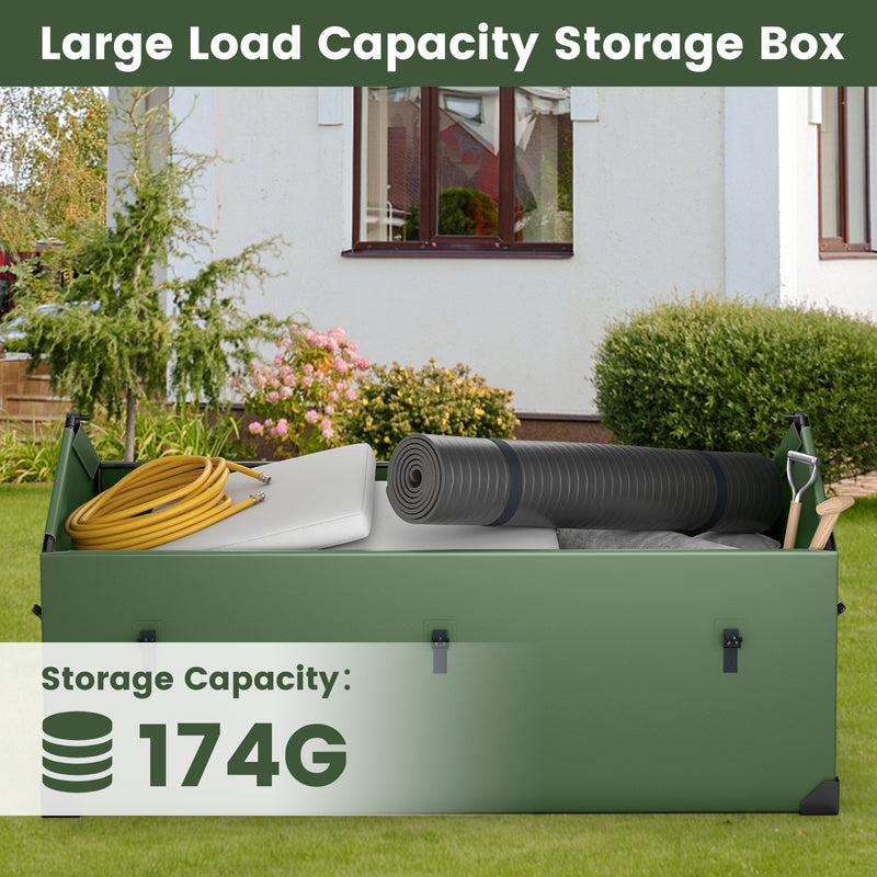 Waterproof Outdoor Storage Box with Ventilated Window  Adjustable Snap-Green