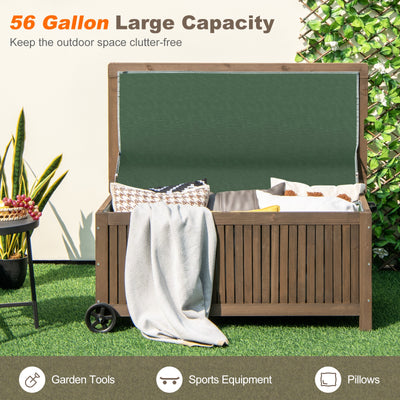 56-Gallon Wood Deck Box with Removable Waterproof PE Liner-Brown