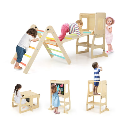 7-in-1 Toddler Climbing Toy Connected Table and Chair Set for Boys and Girls Aged 3-14 Years Old-Multicolor